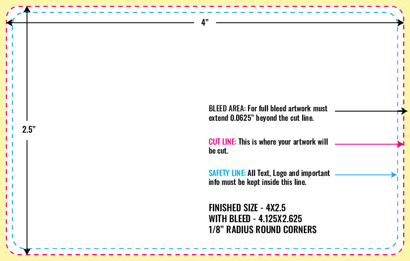 Print Layout Templates 2.5" x 4" Labels Horizontal Rectangle