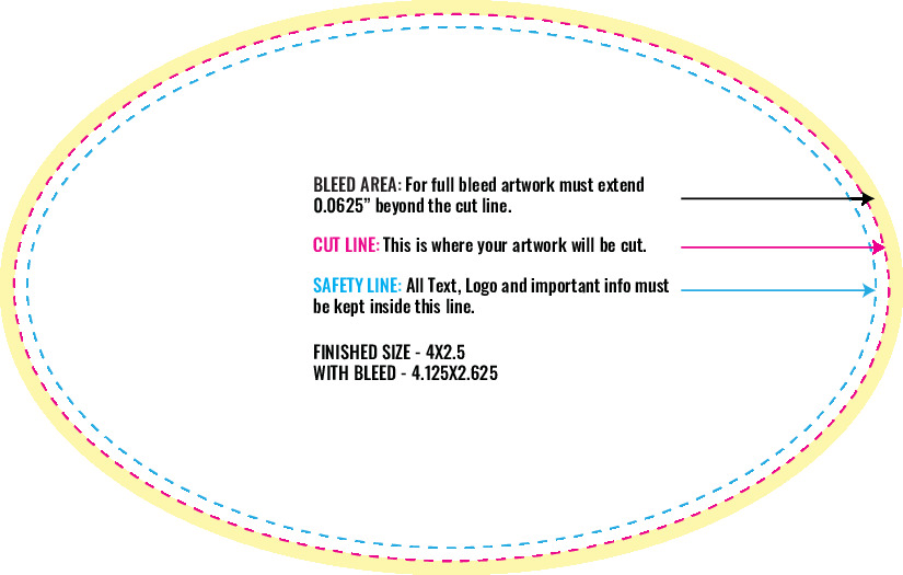 Print Layout Templates 2.5" x 4" Labels Horizontal Oval