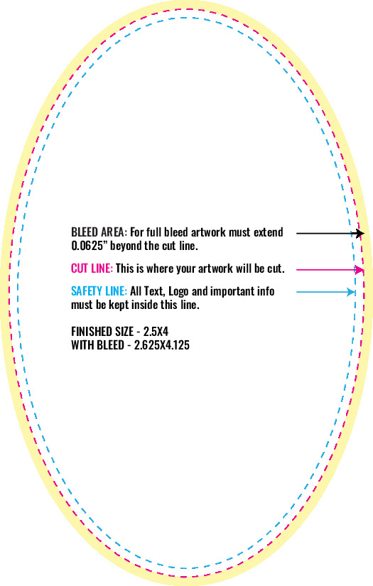 Print Layout Templates 2.5" x 4" Labels Vertical Oval