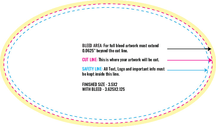 Print Layout Templates 2" x 3.5" Labels Horizontal Oval