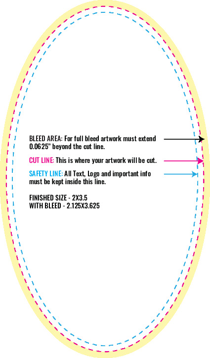 Print Layout Templates 2" x 3.5" Labels Vertical Oval