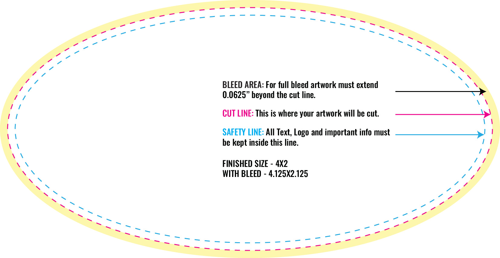 Print Layout Templates 2" x 4" Labels Horizontal Oval