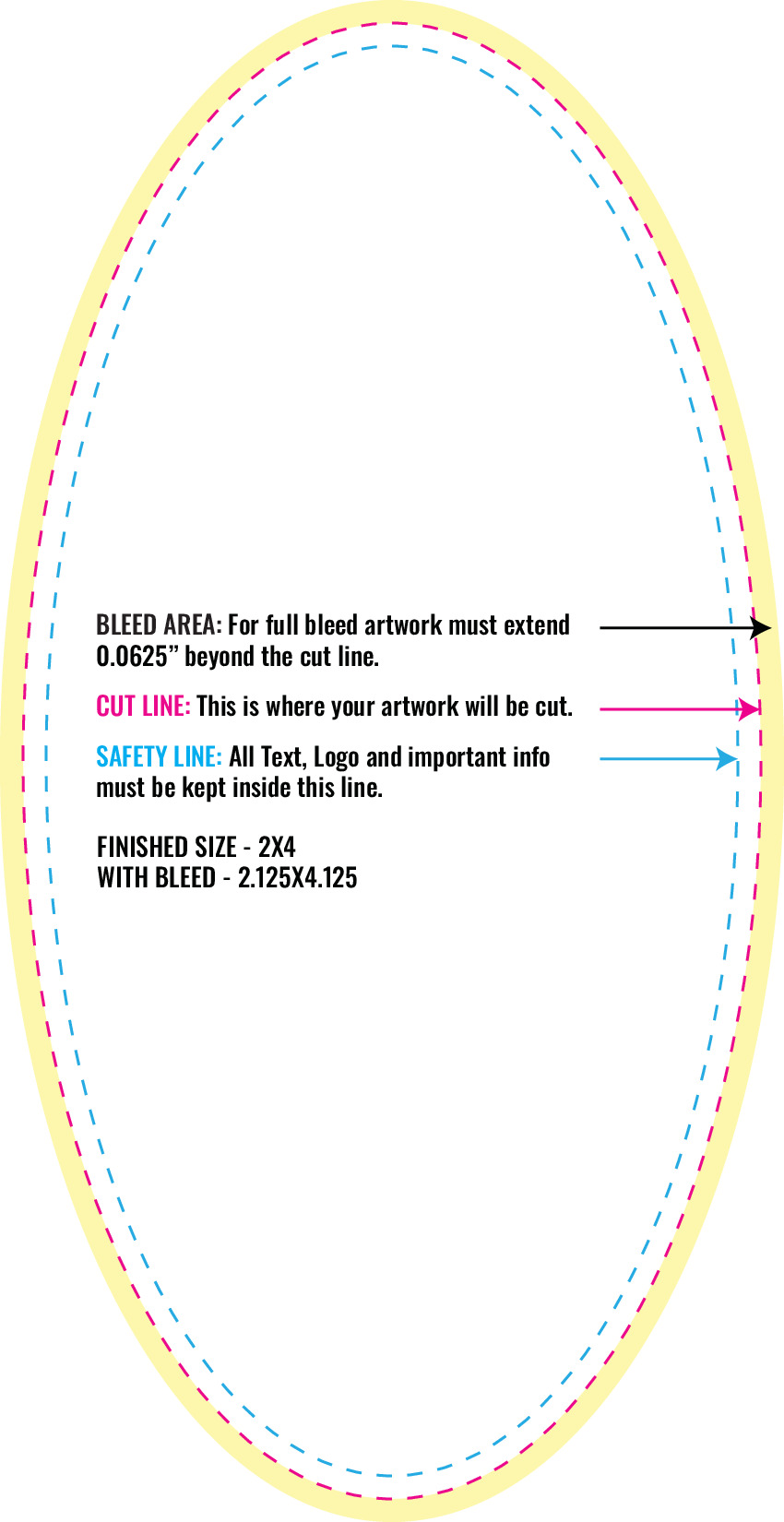 Print Layout Templates 2" x 4" Labels Vertical Oval