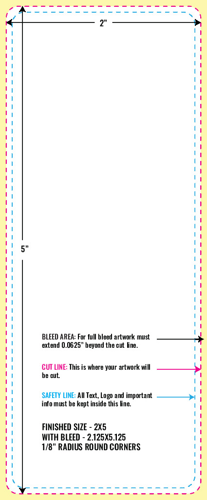 Print Layout Templates 2" x 5" Labels Vertical Rectangle