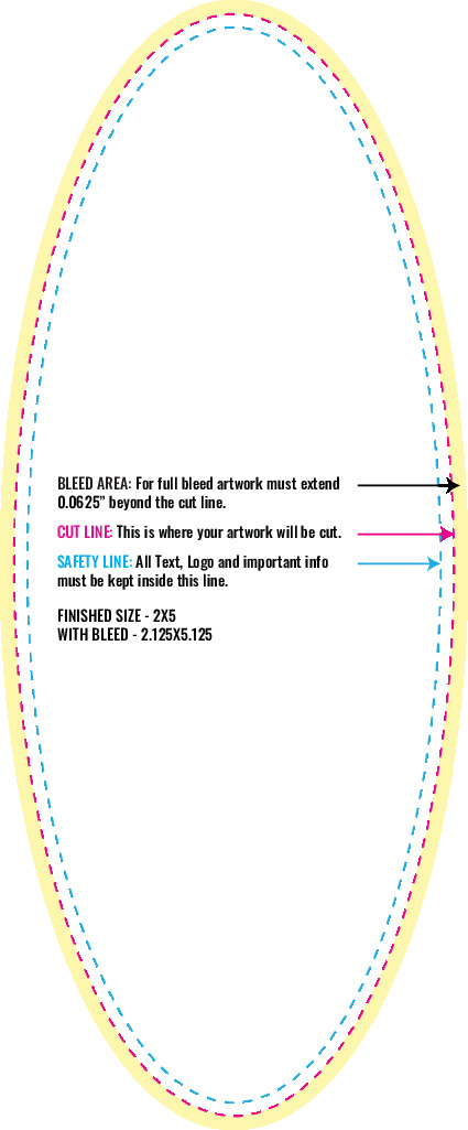 Print Layout Templates 2" x 5" Labels Vertical Oval