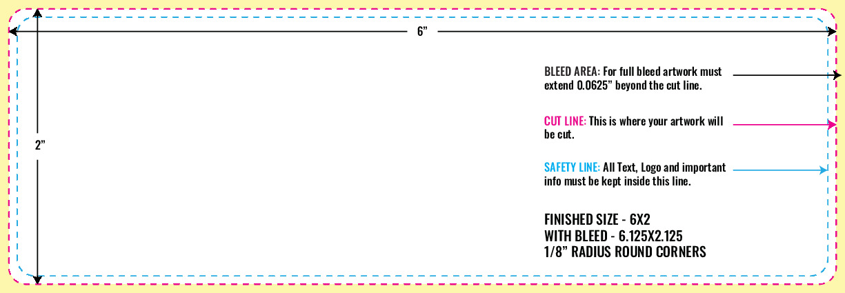 Print Layout Templates 2" x 6" Labels Horizontal Rectangle