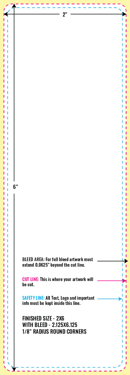Print Layout Templates 2" x 6" Labels Vertical Rectangle
