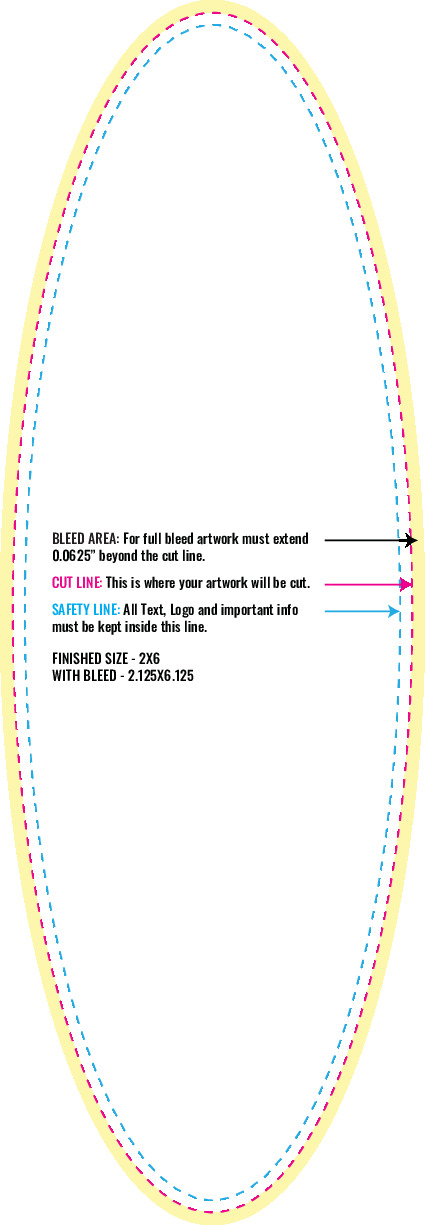 Print Layout Templates 2" x 6" Labels Vertical Oval