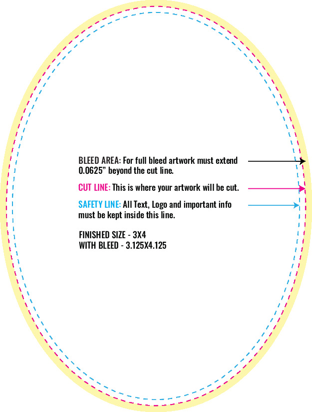 Print Layout Templates 3" x 4" Labels Vertical Oval