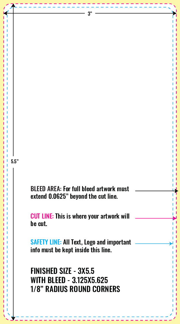 Print Layout Templates 3" x 5.5" Labels Vertical Rectangle