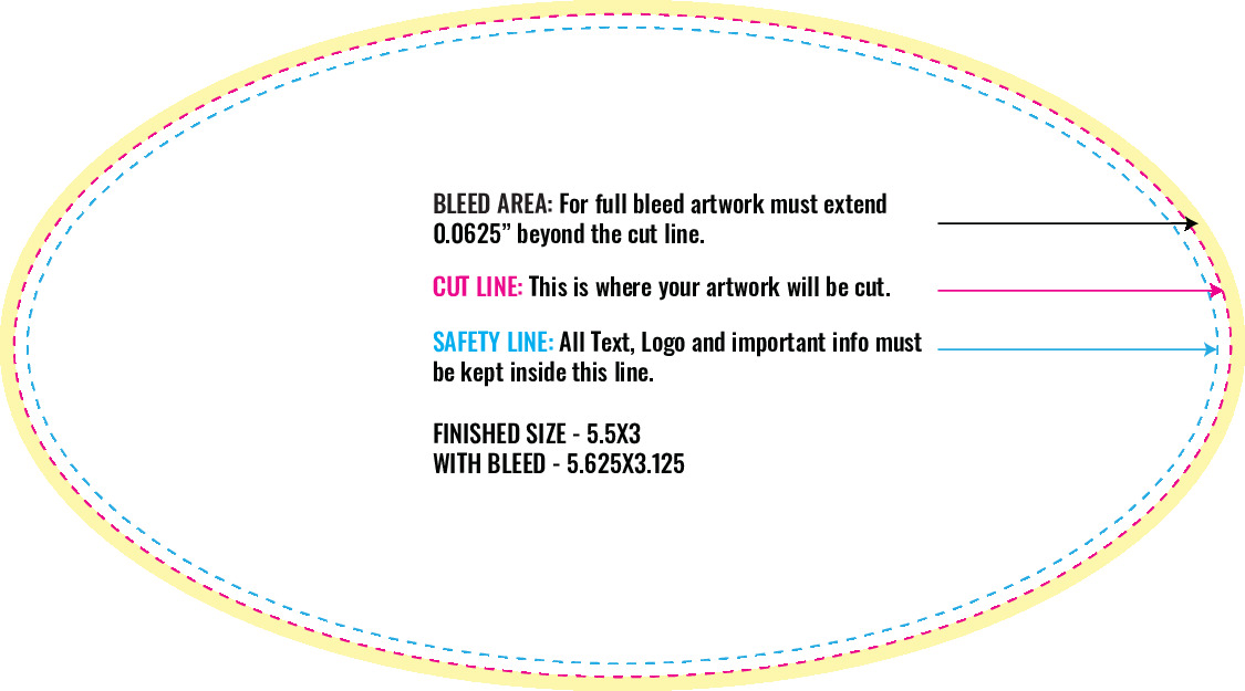 Print Layout Templates 3" x 5.5" Labels Horizontal Oval