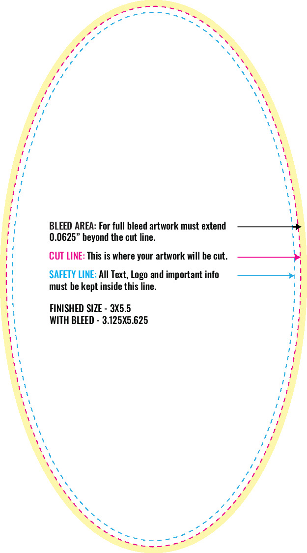 Print Layout Templates 3" x 5.5" Labels Vertical Oval