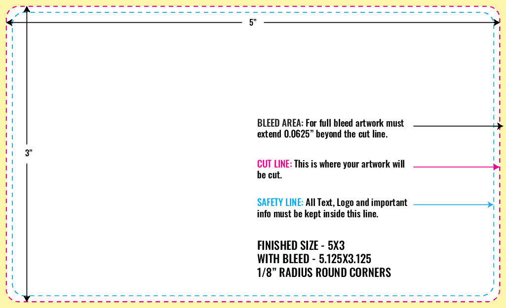 Print Layout Templates 3" x 5" Labels Horizontal Rectangle