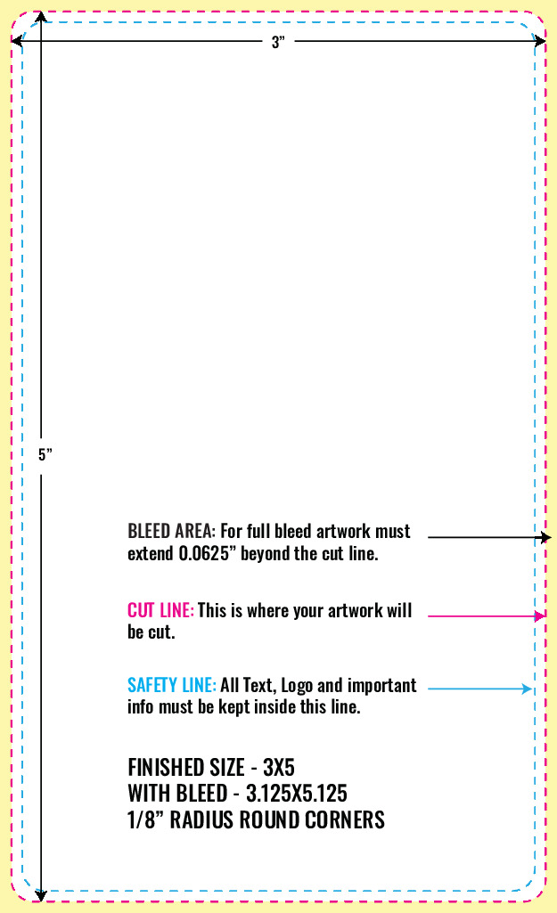 Print Layout Templates 3" x 5" Labels Vertical Rectangle