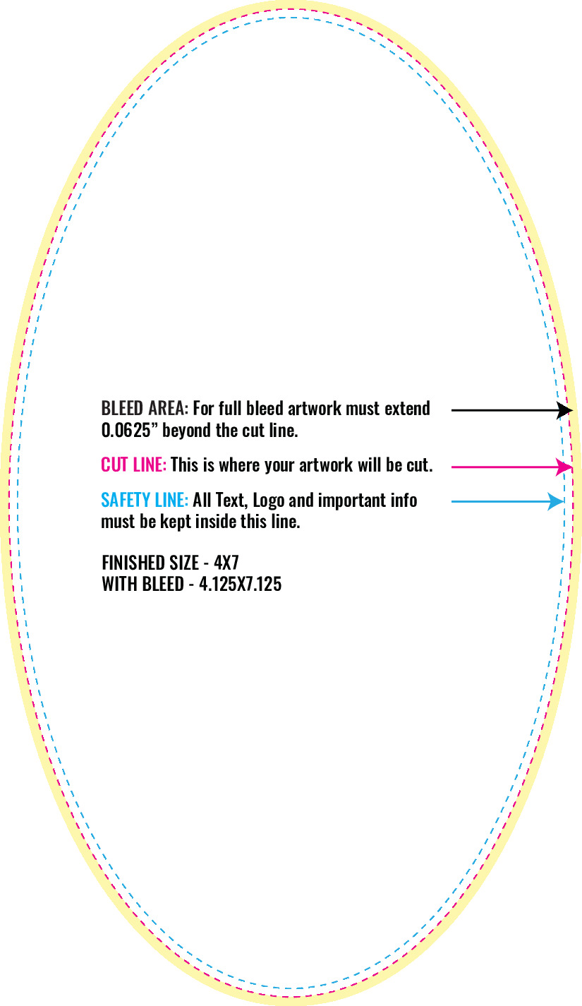 Print Layout Templates 4" x 7" Labels Vertical Oval