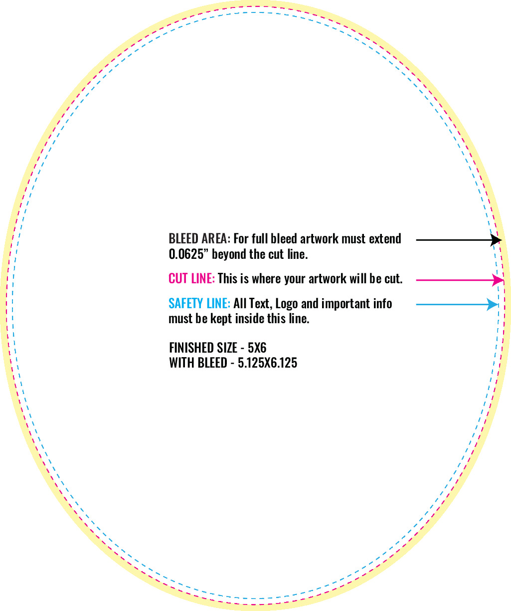 Print Layout Templates 5" x 6" Labels Vertical Oval