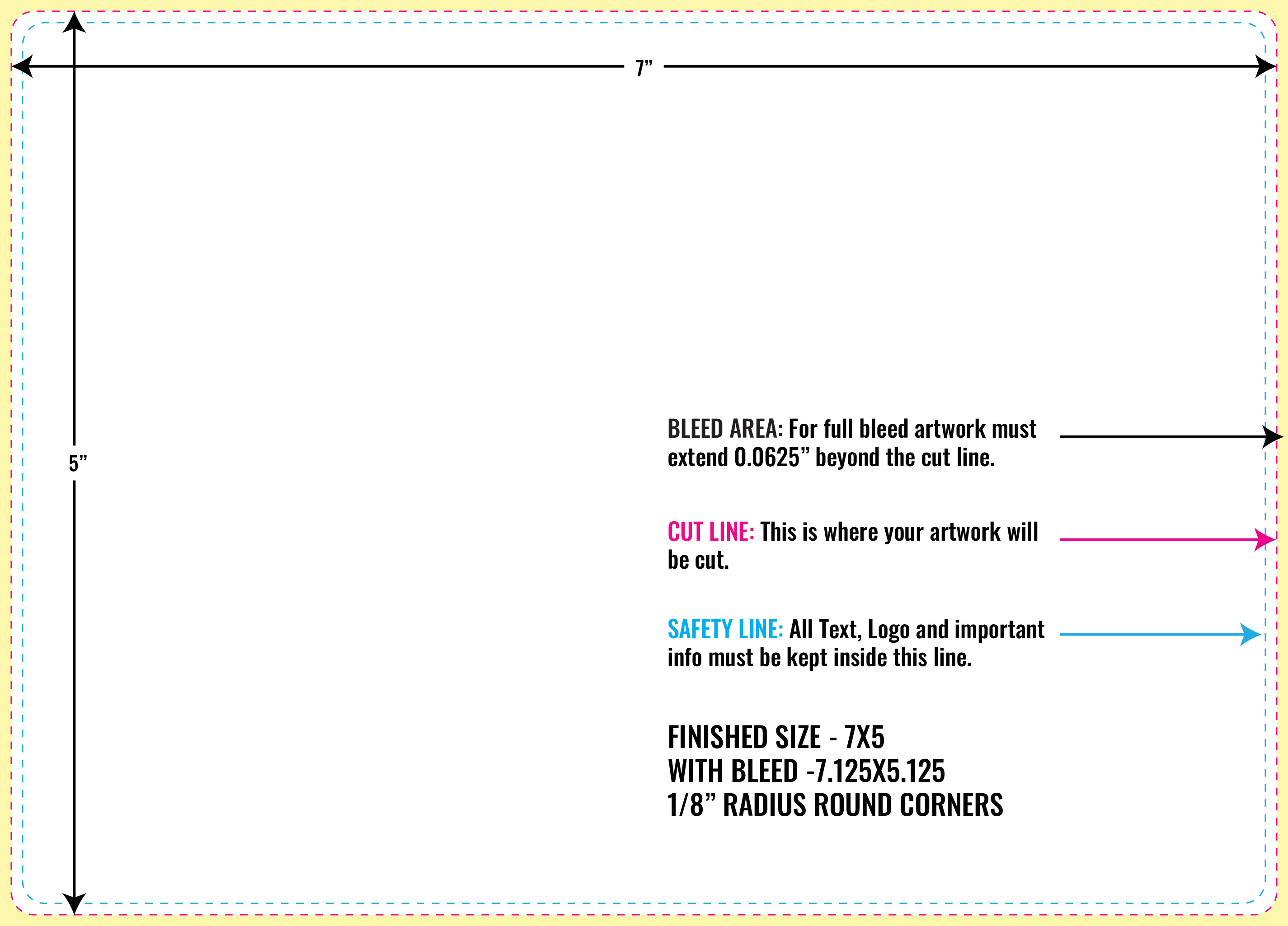 Print Layout Templates 5" x 7" Labels Horizontal Rectangle