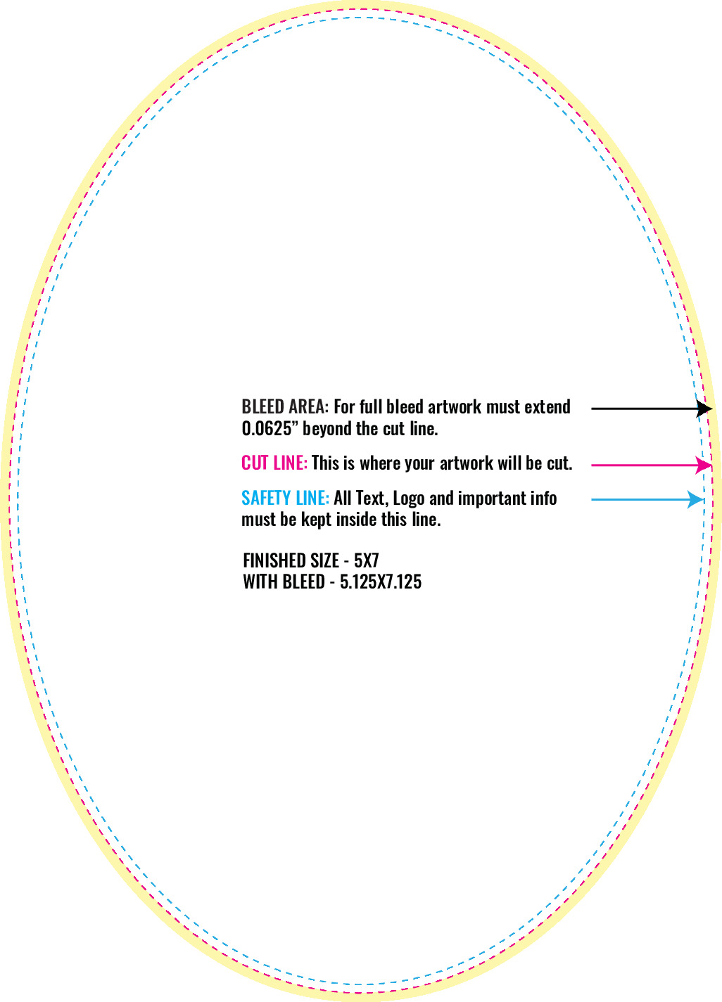 Print Layout Templates 5" x 7" Labels Vertical Oval