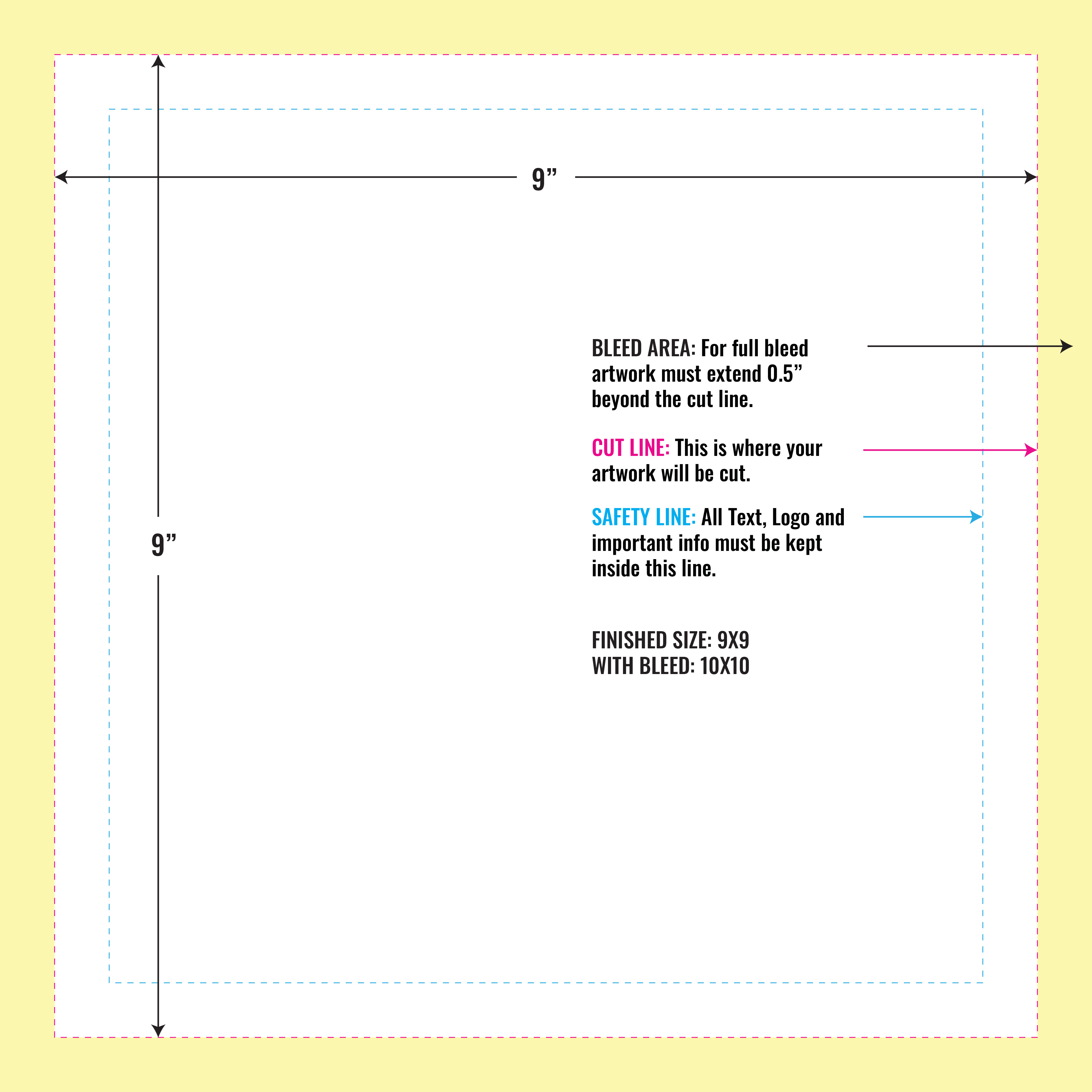 Print Layout Templates 9" x 9" Magnets Horizontal