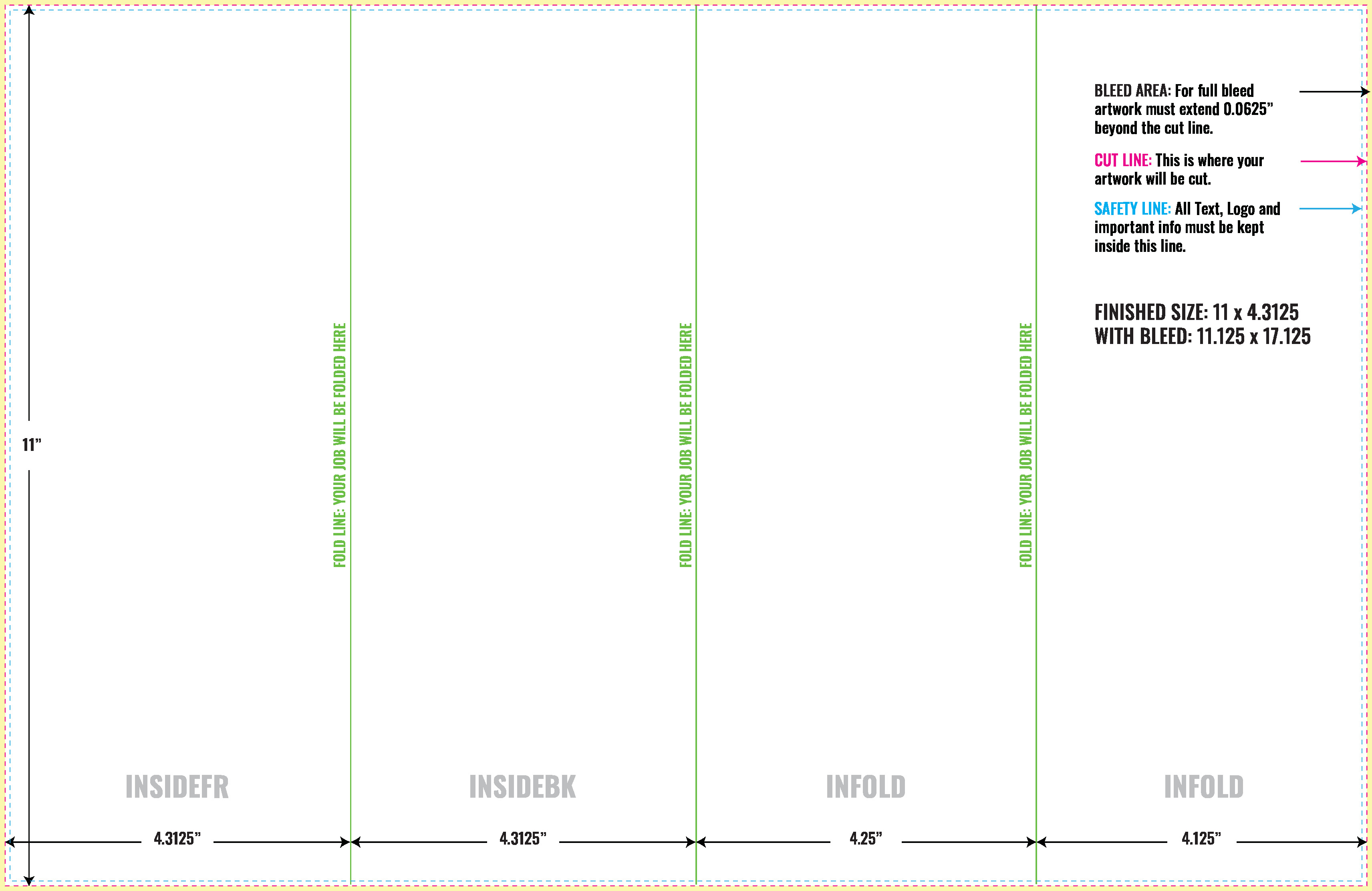 Print Layout Templates 11" x 17" Menus Vertical