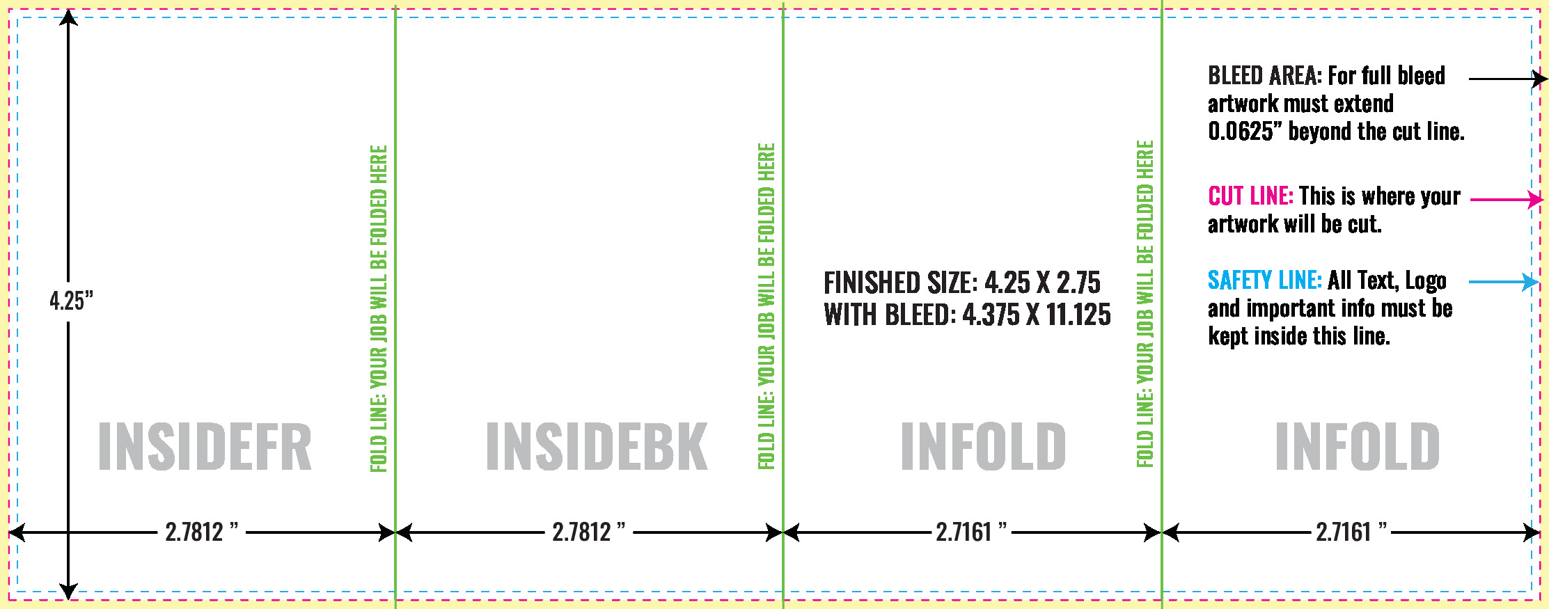 Print Layout Templates 4.25" x 11" Menus Vertical