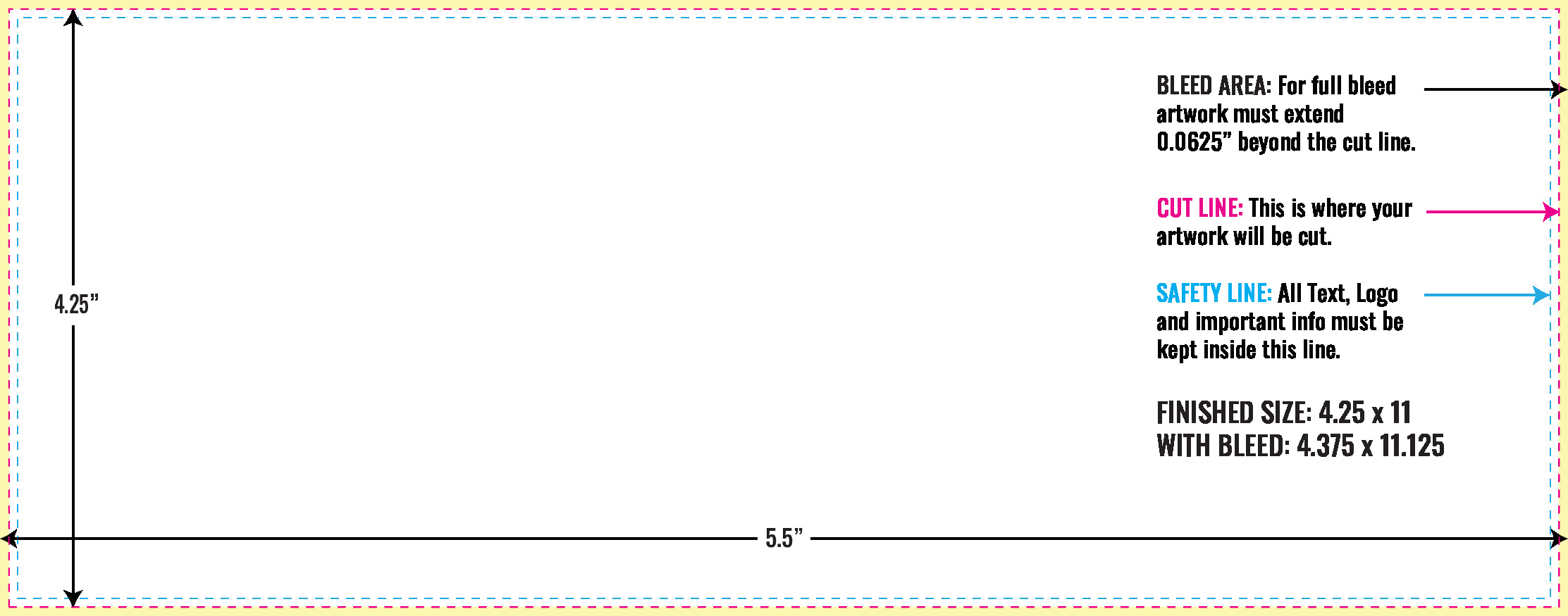 Print Layout Templates 4.25" x 11" Menus Vertical