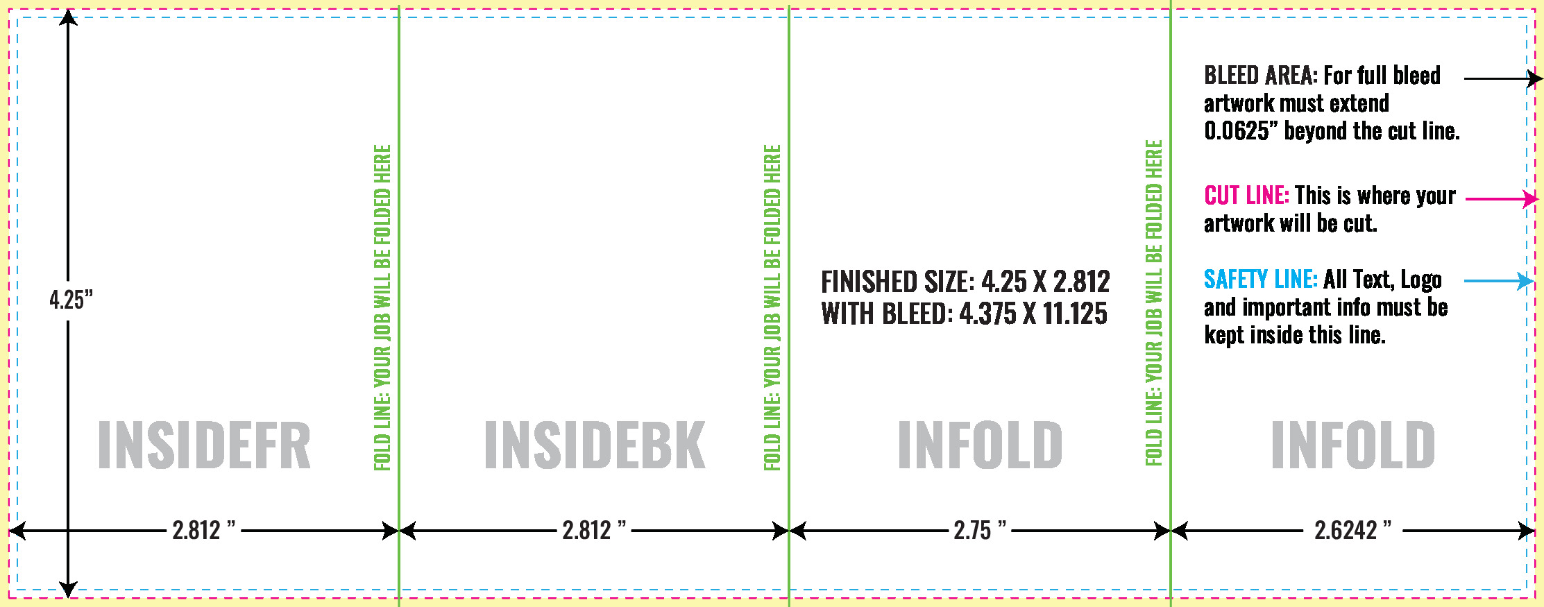 Print Layout Templates 4.25" x 11" Menus Vertical
