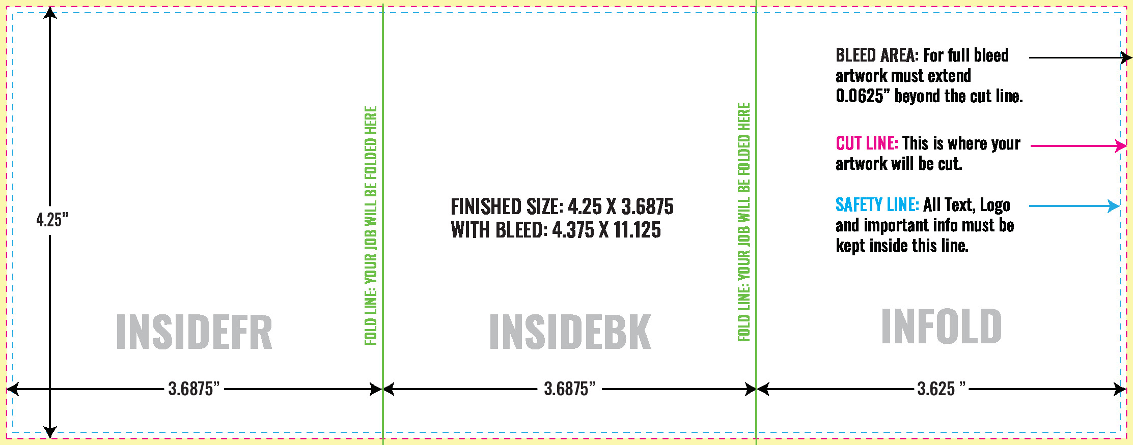 Print Layout Templates 4.25" x 11" Menus Vertical