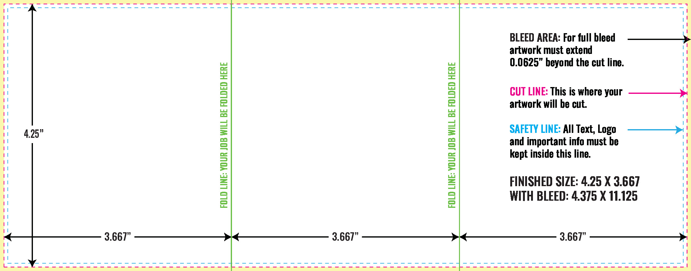 Print Layout Templates 4.25" x 11" Menus Vertical