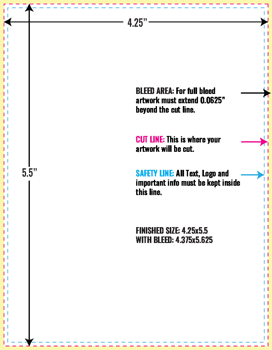 Print Layout Templates 4.25" x 5.5" Menus Vertical