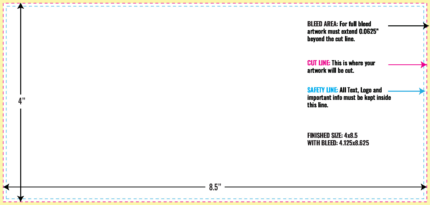 Print Layout Templates 4" x 8.5" Menus Horizontal