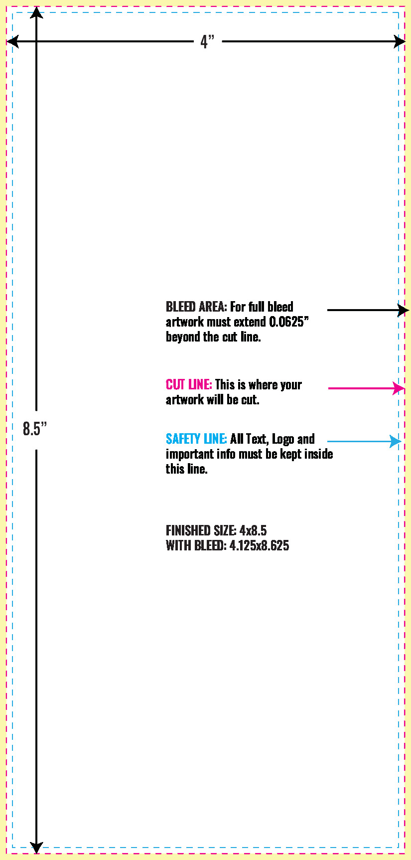 Print Layout Templates 4" x 8.5" Menus Vertical