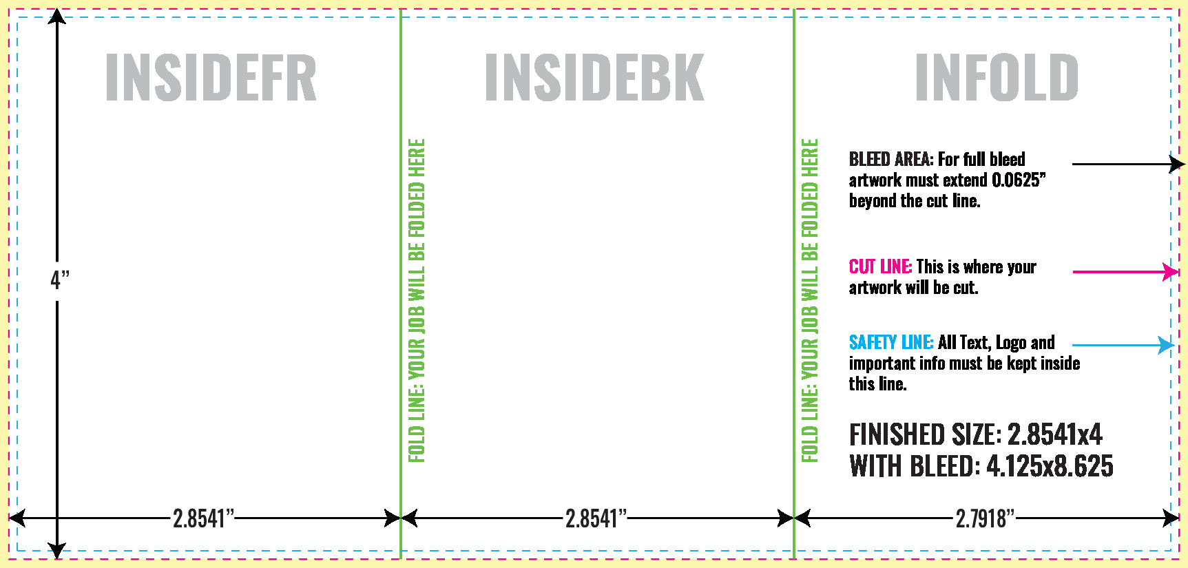 Print Layout Templates 4" x 8.5" Menus Vertical