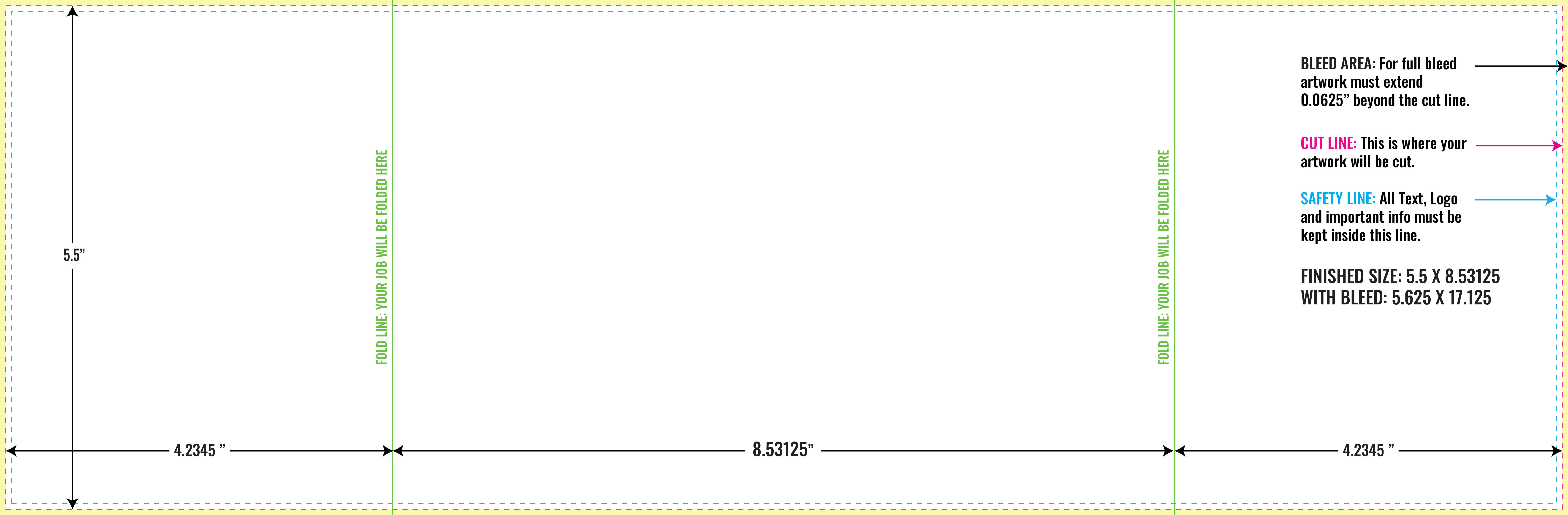 Print Layout Templates 5.5" x 17" Menus Vertical