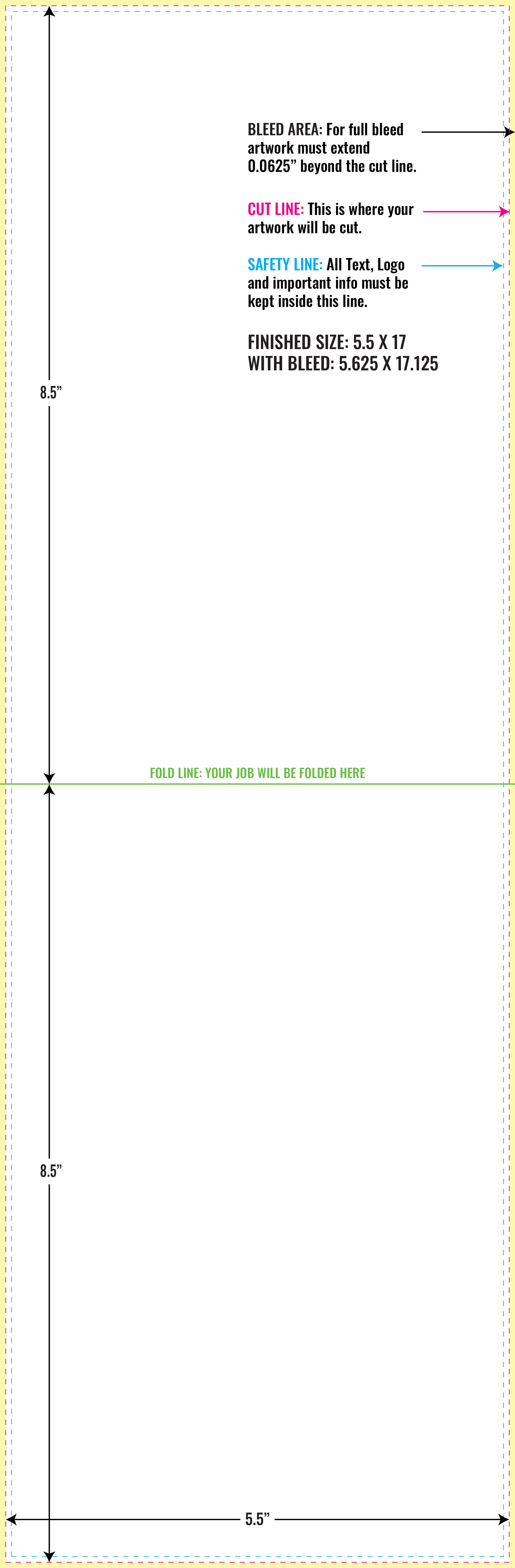 Print Layout Templates 5.5" x 17" Menus Horizontal