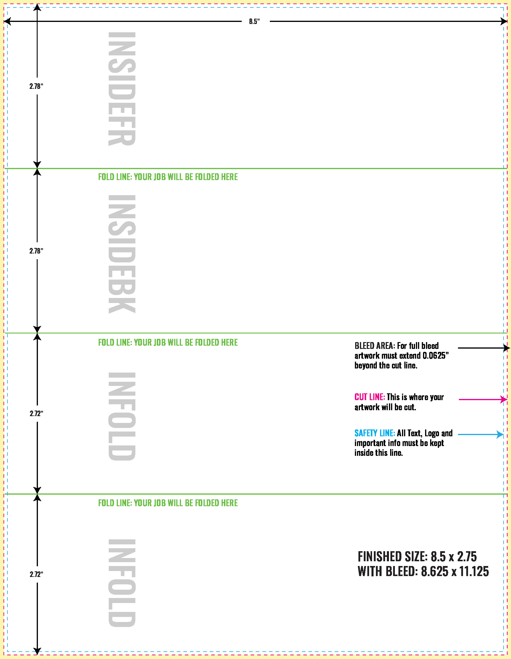 Print Layout Templates 8.5" x 11" Menus Horizontal
