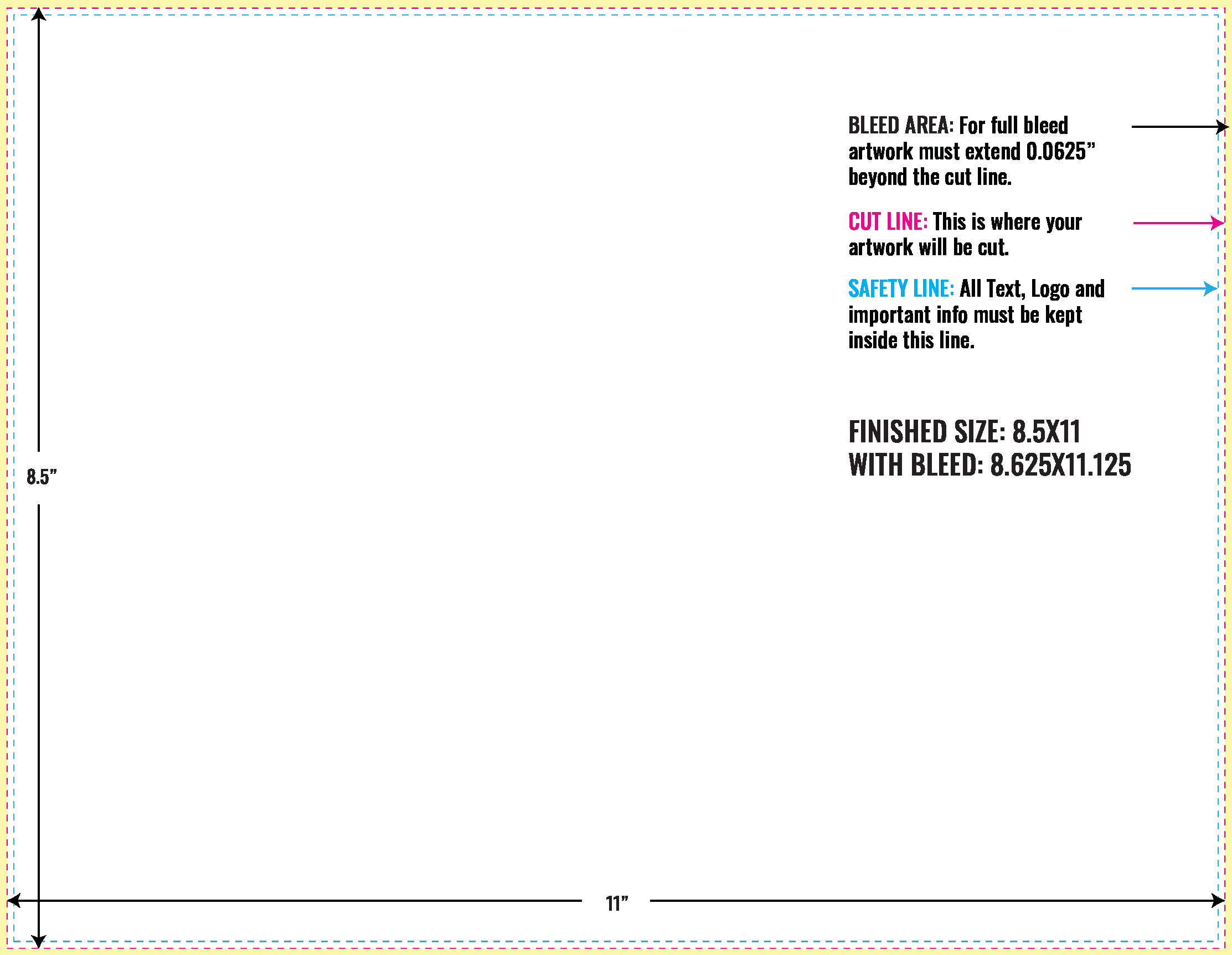 Print Layout Templates 8.5" x 11" Menus Horizontal