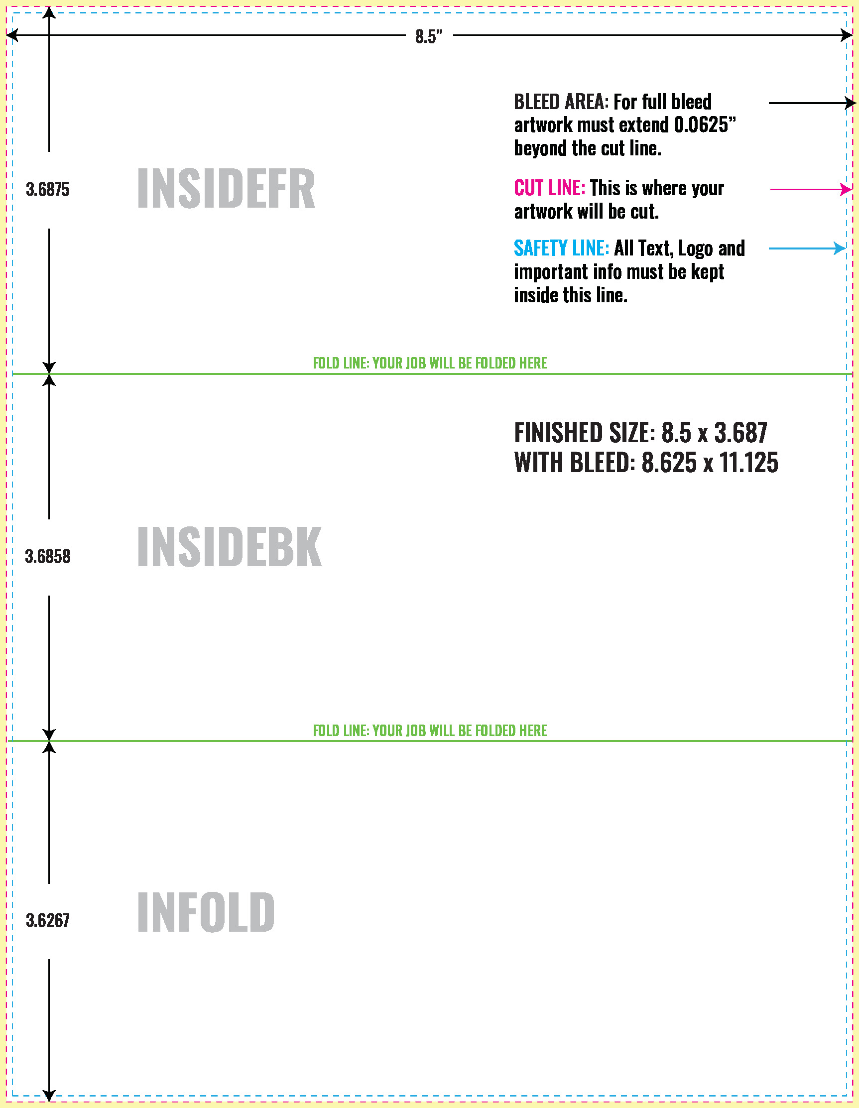 Print Layout Templates 8.5" x 11" Menus Horizontal