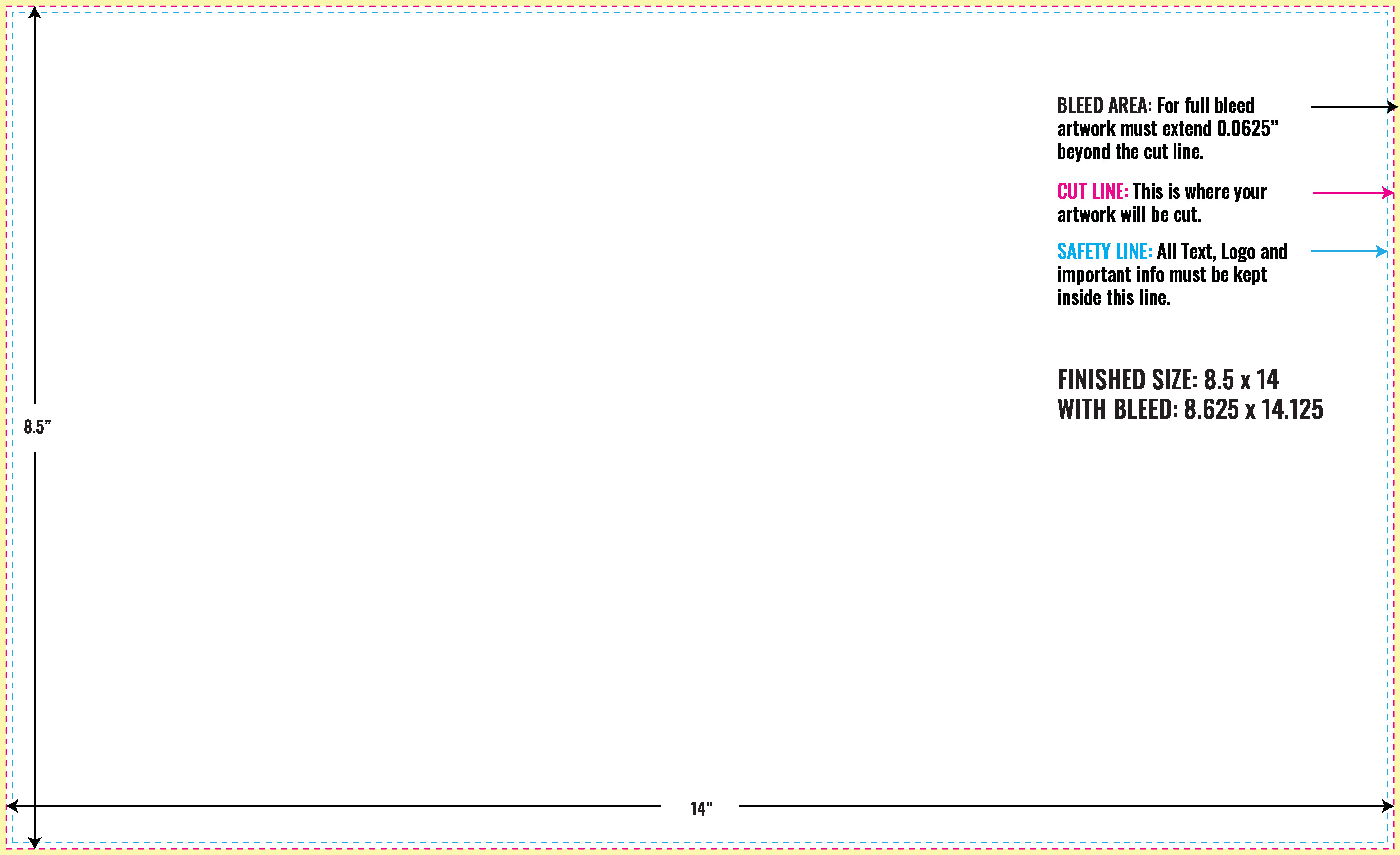 Print Layout Templates 8.5" x 14" Menus Horizontal