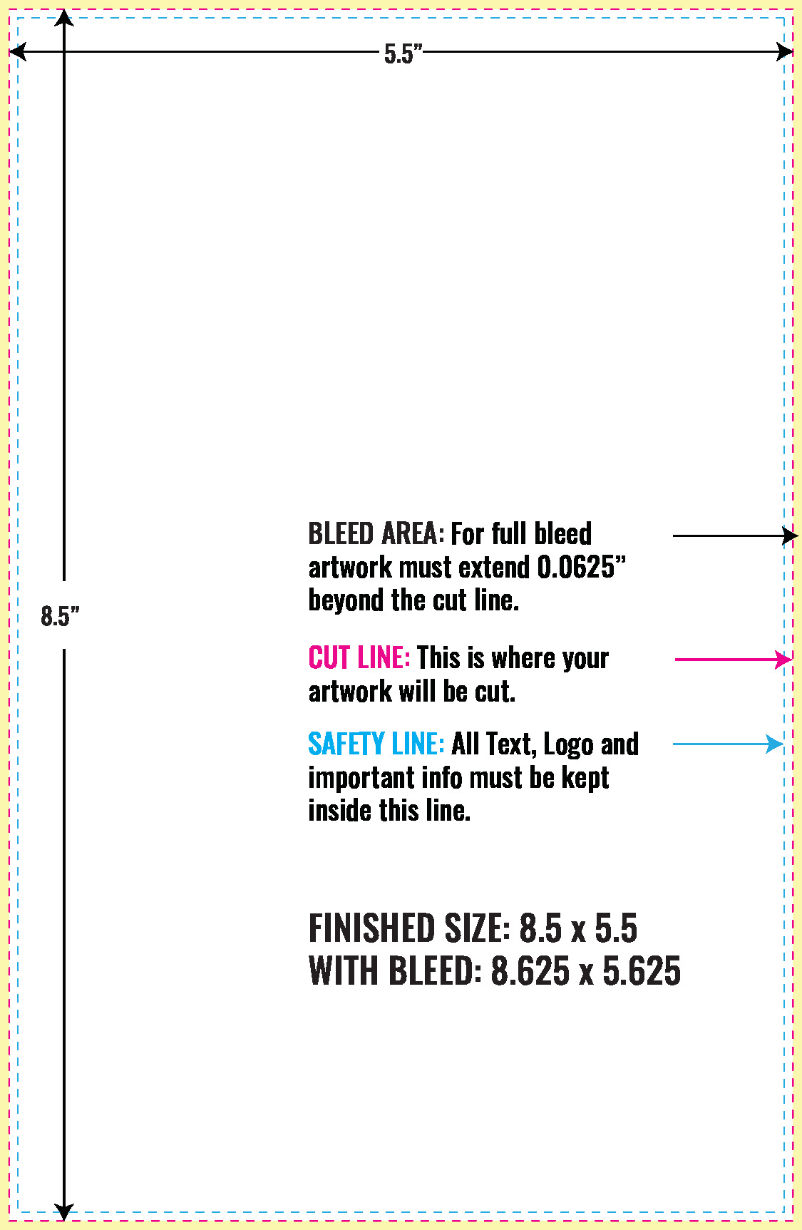 Print Layout Templates 5.5" x 8.5" Menus Vertical