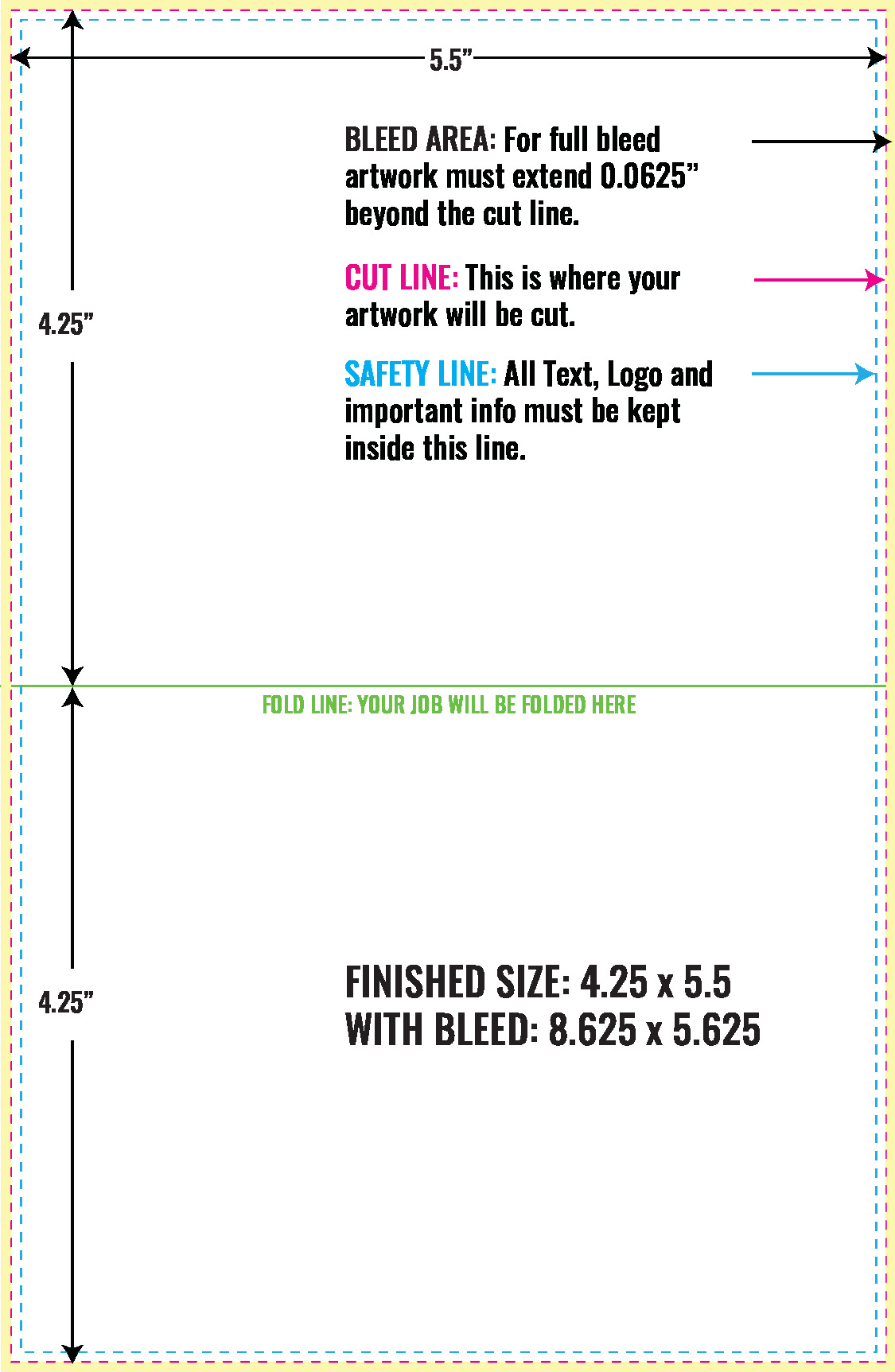 Print Layout Templates 5.5" x 8.5" Menus Horizontal