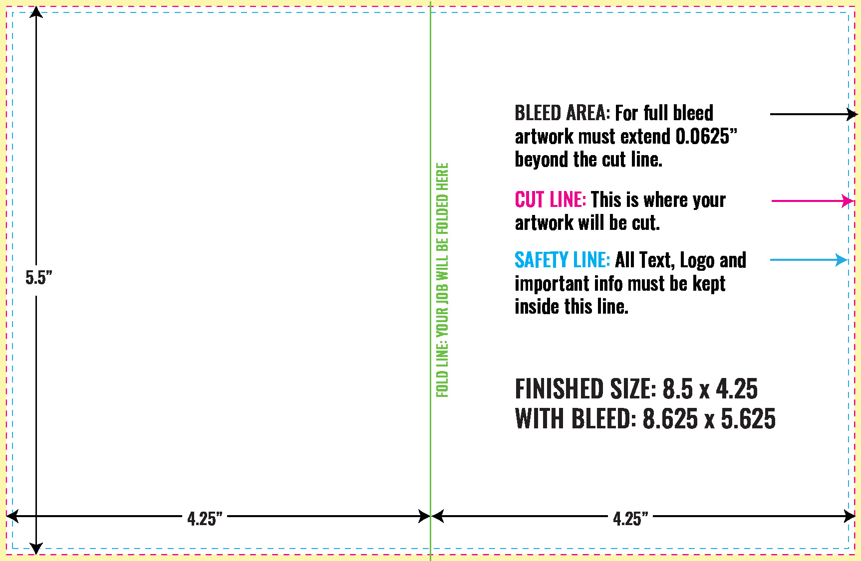Print Layout Templates 5.5" x 8.5" Menus Vertical