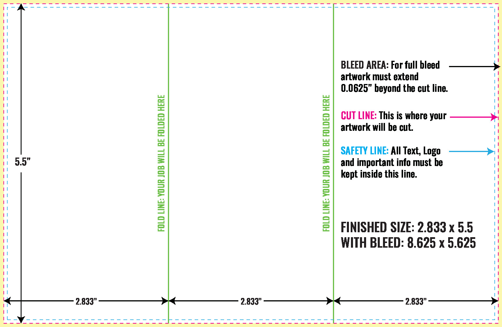 Print Layout Templates 5.5" x 8.5" Menus Vertical