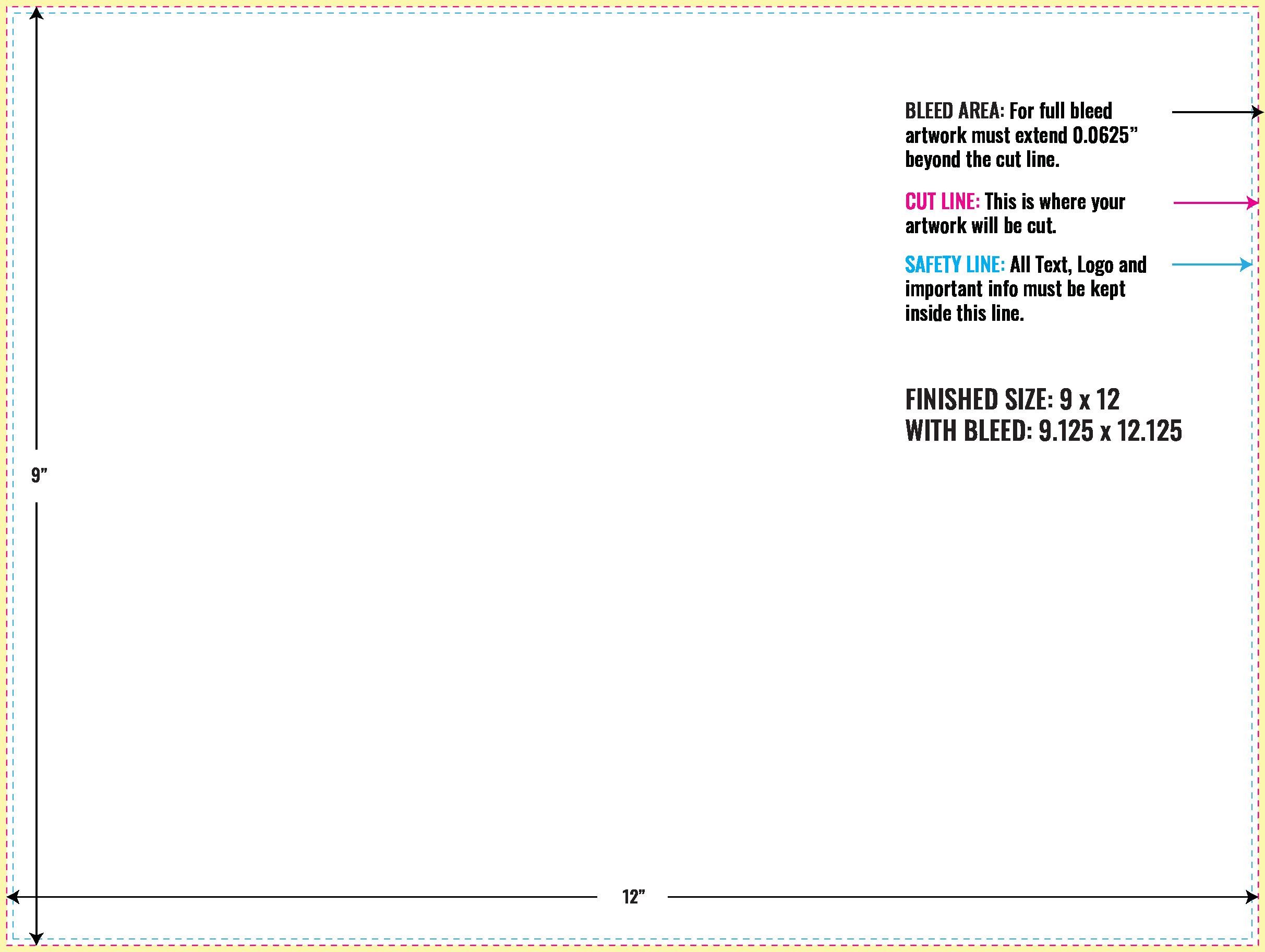Print Layout Templates 9" x 12" Menus Horizontal