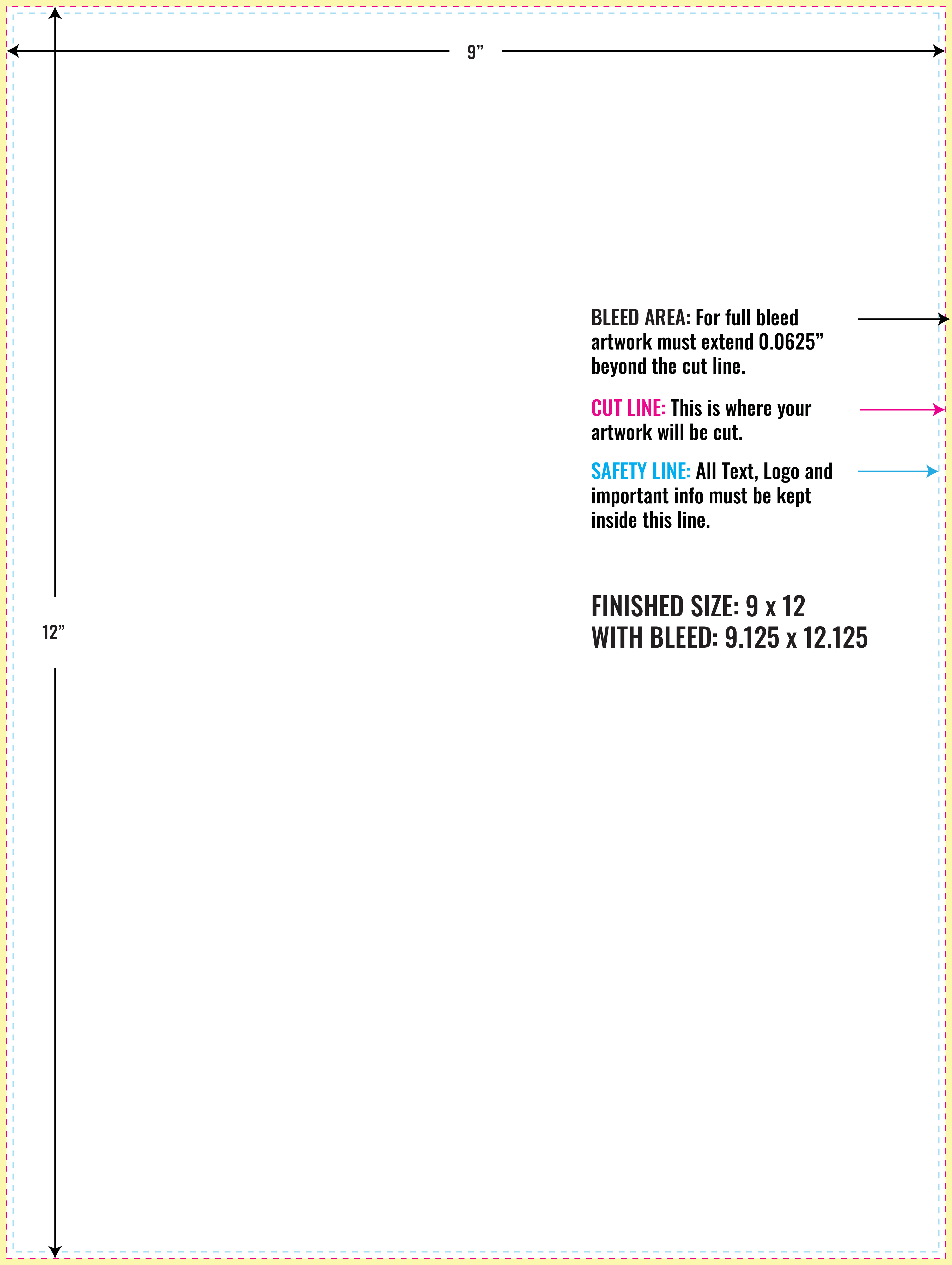 Print Layout Templates 9" x 12" Menus Vertical
