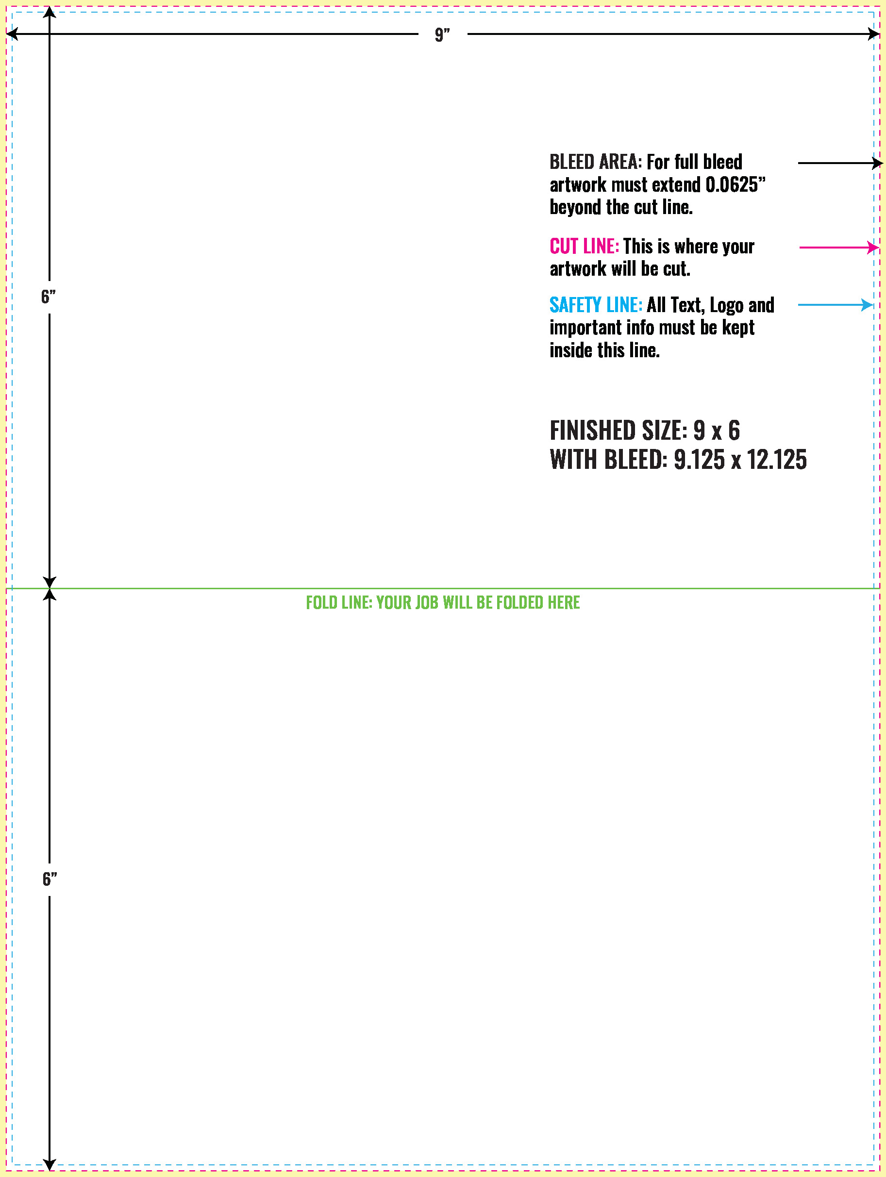 Print Layout Templates 9" x 12" Menus Horizontal