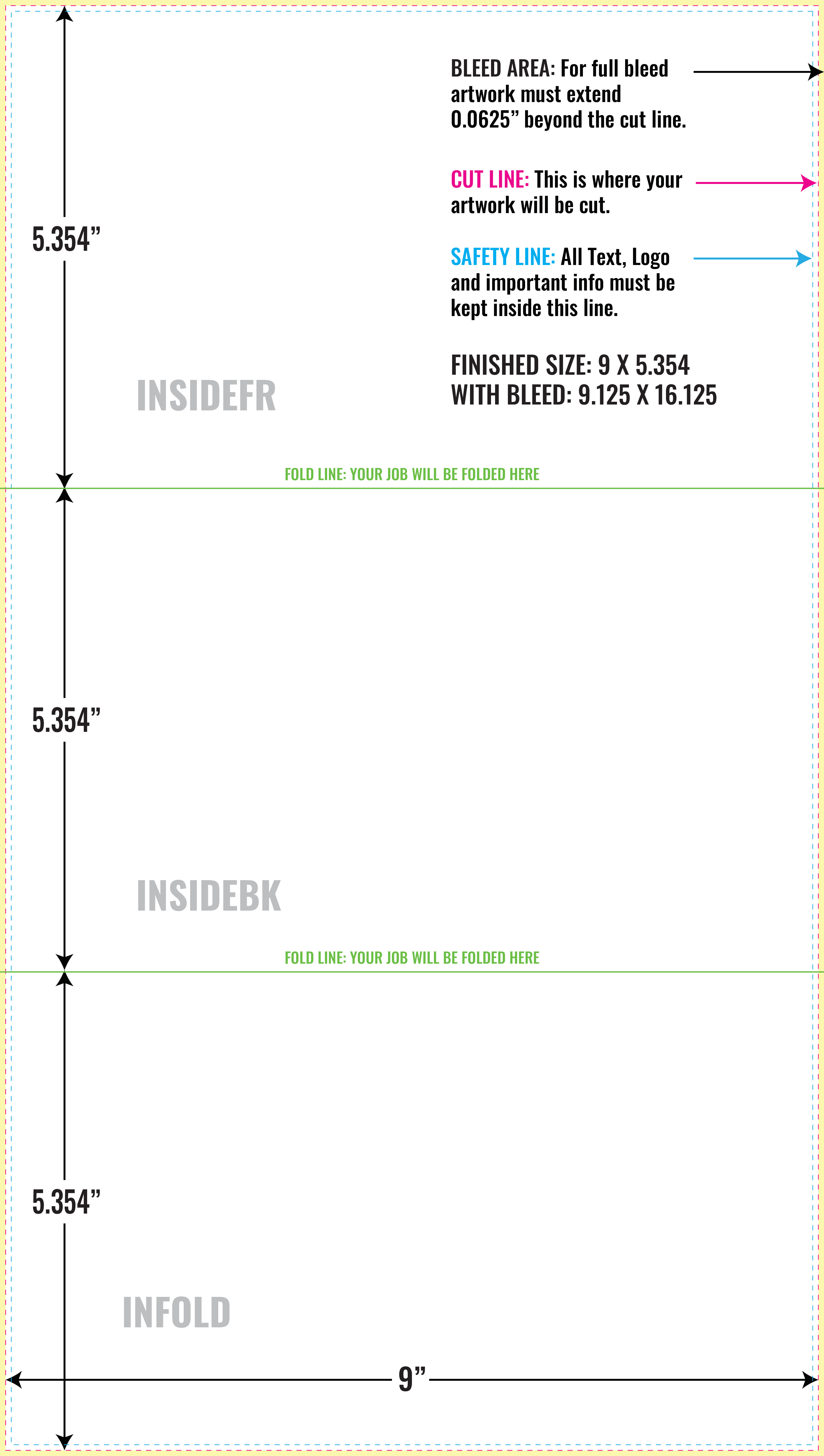 Print Layout Templates 9" x 16" Menus Horizontal