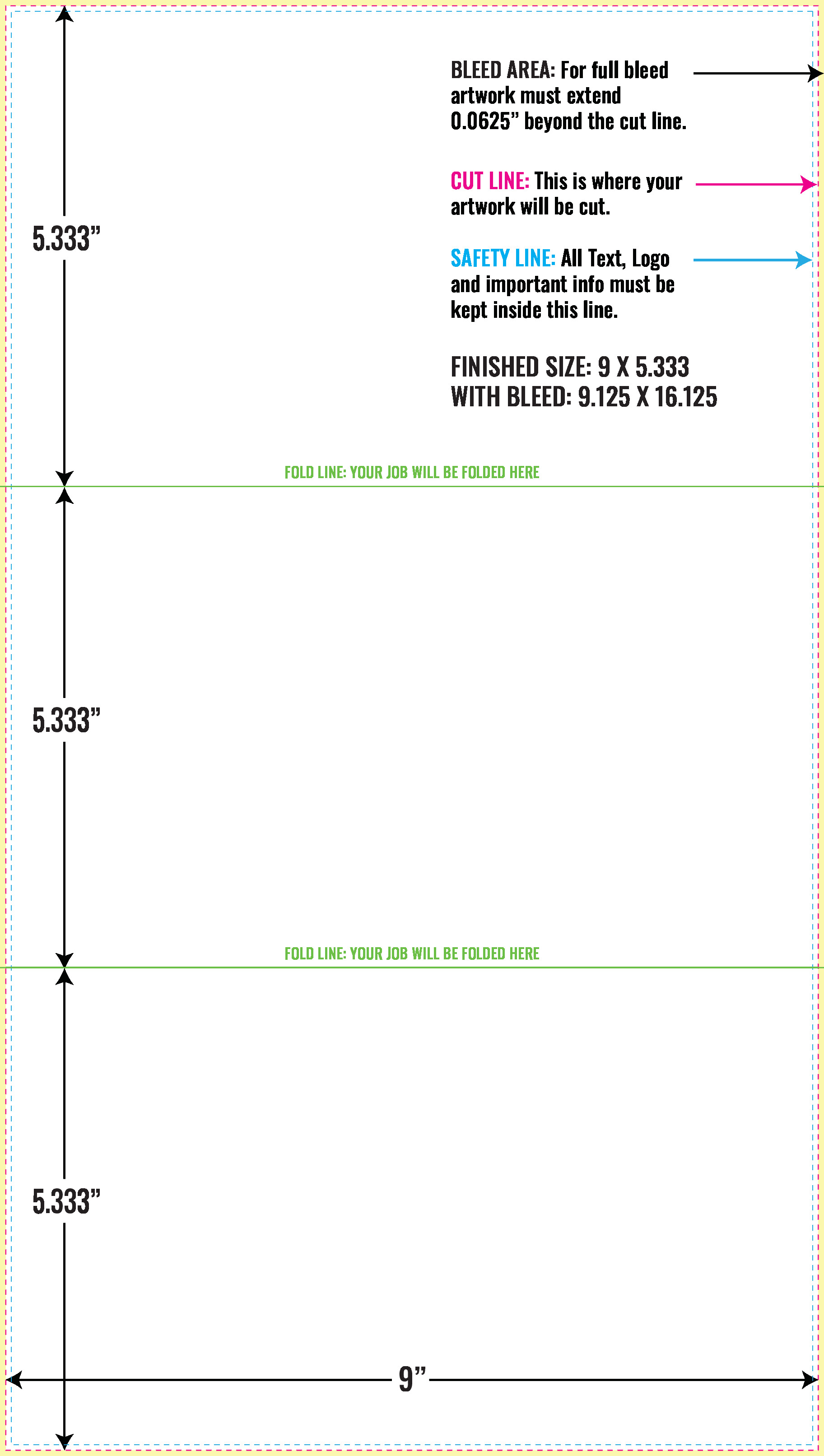 Print Layout Templates 9" x 16" Menus Horizontal